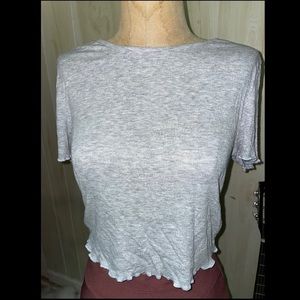 Light Gray Short Sleeve Crop Top